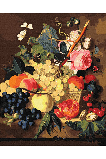 ideyka Set pictura pe numere, cu sasiu, Cos cu fructe - Jan van Huysum, 40x50 cm