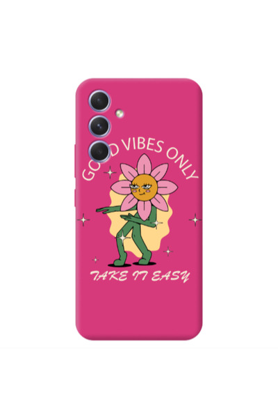 Other Samsung A54 Good Vibes Only Fuchsia Colored Silicone TPU Θήκη