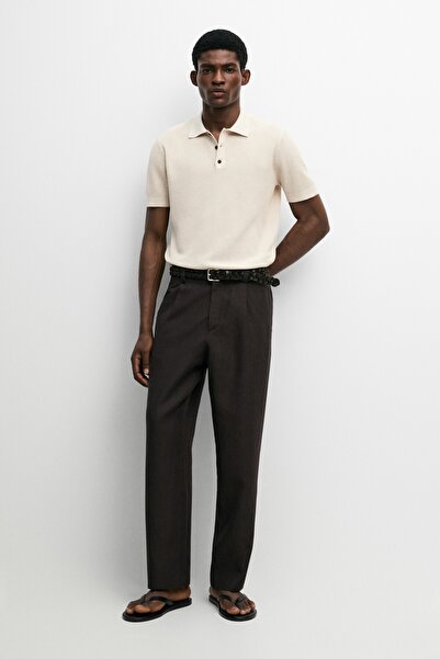 Massimo Dutti %100 pamuklu düğmeli yaka polo t-shirt