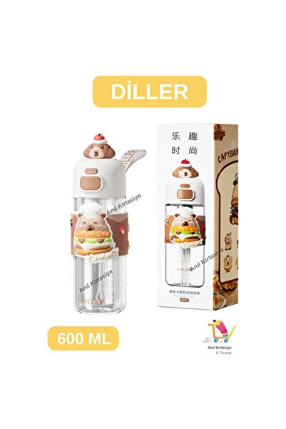 Empressco Double Lid, Straw, Wrist Strap, 600 Ml, Practical and Stylish Design
