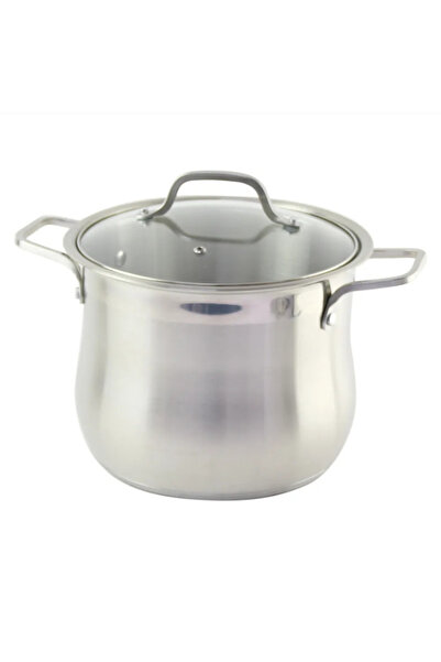 Swan Oala inox, cu burtă, fund triplu, capac din sticlă, 24 x 20.5 cm, 9 L