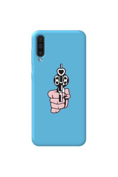 Other Samsung A70 Heart gun Blue Colored Silicone TPU Θήκη