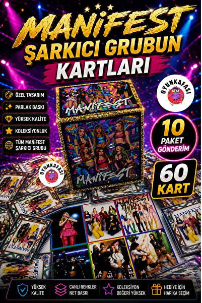 OYUNKAFASI Manifest Şarkıcı Grubu Kartları | 60 Kart | 10 Paket Gönderim | Ko...