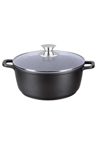 Swan Oala antiaderenta din granit cu capac din sticla, 40 cm, 19 L