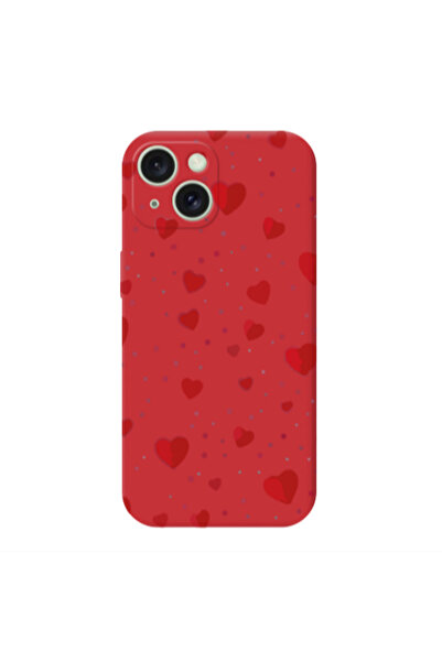 Other Apple iPhone 15 Plus Dot hearts Red Colored Silicone TPU Θήκη