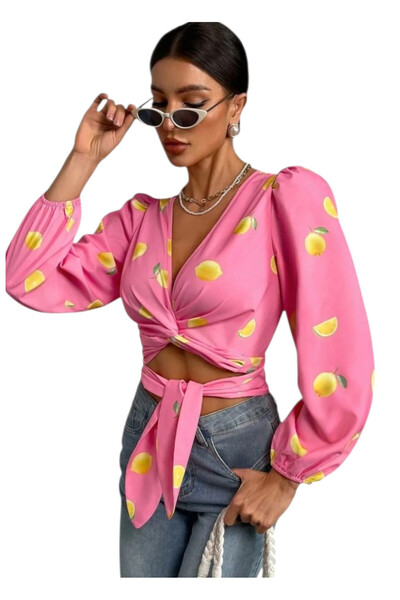 OEM Bluza dama, model trendy, roz cu lamai, S