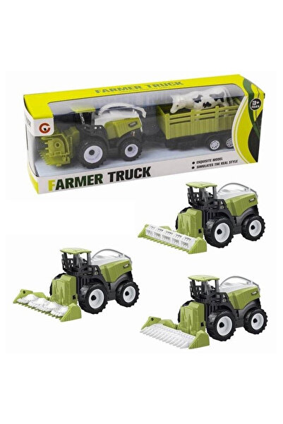 MAKSIK Set tractor rolnic 9975-2B, jucarie cu remorca si vaca, din plastic, p...