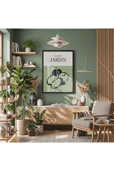 KOLAJTASARIM Pictură cu ramă din lemn negru cu măr verde de grădină, decor de...