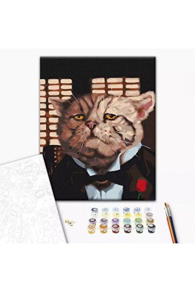 MC Micostore Set Pictura pe numere 40x50cm, Brushme - Motanul mafiot - panza,...