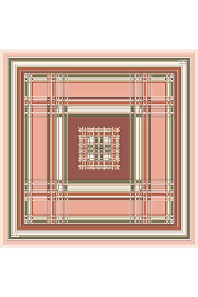 Levidor Salmon Plaid Pattern Twill Silk Scarf