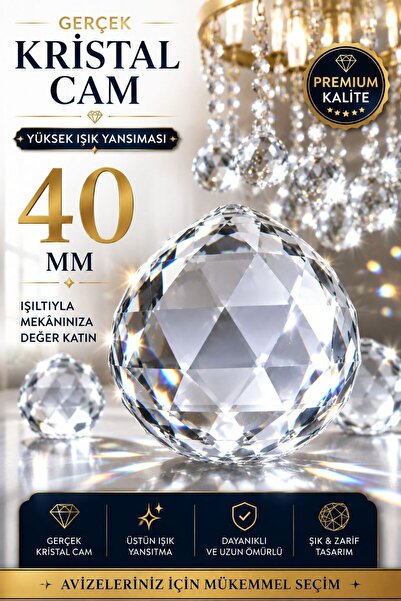 VENON 1 Adet || 40 Mm KRİSTAL ORİJİNAL Avize Taşı || Cam Avize Taşı Avize Yed...