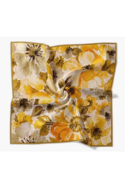 Silk Home Soft Eşarp IST Sarı Çiçek Desen
