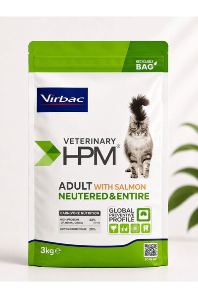 Virbac Veterinary HPM Cat Adult With Salmon Neutered & Entire Somonlu Kısırla...