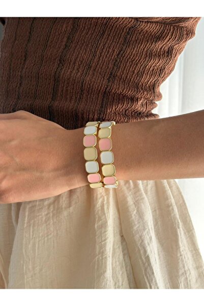 LioraJewellry Lastikli Porselen Bileklik Üç Renkli
