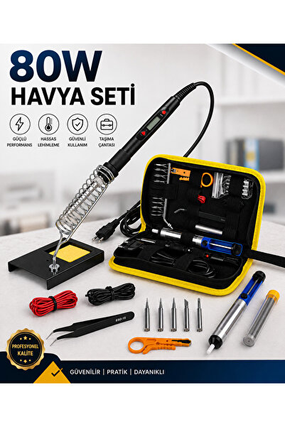 POBO HVY80 80Watt Havya Seti 15 Parça Lehim Isı Ayarlı Ahşap Yakma Kalemi Ve ...