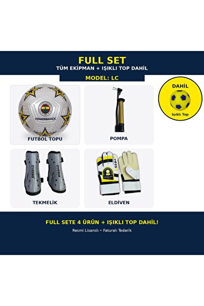 Fenerbahçe Lisanslı Futbol Topu Pompalı Tekmelikli Eldivenli Full Set Işıklı ...