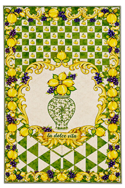 Rugs Modern Halı SDTAMOR Limon Desenli Modern Dokuma Taban Dekoratif Halı sdt...