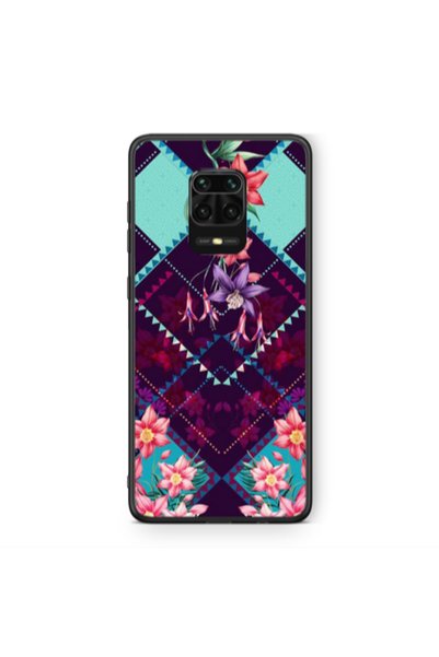 Other Xiaomi Redmi Note 9 Pro Checkered flowers Black Glossy Θήκη