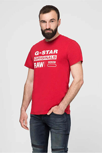 G-STAR RAW تي شيرت رجالي أحمر برسومات D 14143.336