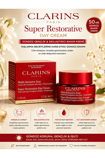 Clarins Yaşlanma Karşıtı Cilt Sıkılaştırıcı Yoğun Gündüz Bakım ve Nemlendiric...