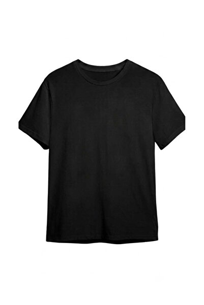 Mabel Unisex Regular Bisiklet Yaka %100 Pamuk Siyah Basic T-shirt