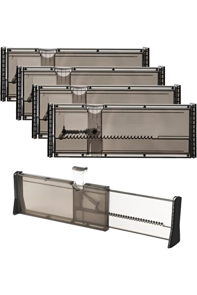 Arabest 4-Pack Adjustable Drawer Organiser,Telescopic Drawer Divider,Transpar...