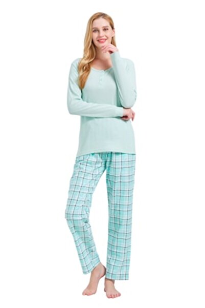 Global Set Pijama Damă Global, Bluză Tricot, Pantaloni Finet, Mânecă lungă, P...