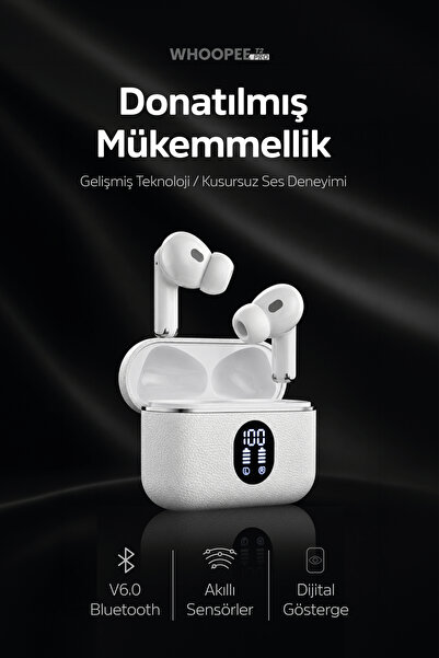 Tedinex Whoopee T2 PRO ANC+ENC Bluetooth 6.0 Kulak İçi Kulaklık 6 Mikrofon Kablosuz Şarj 35 Saat TWS Beyaz