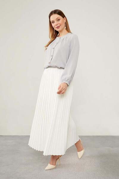 Levidor Gray Crew Neck Stone Buttoned Shirt