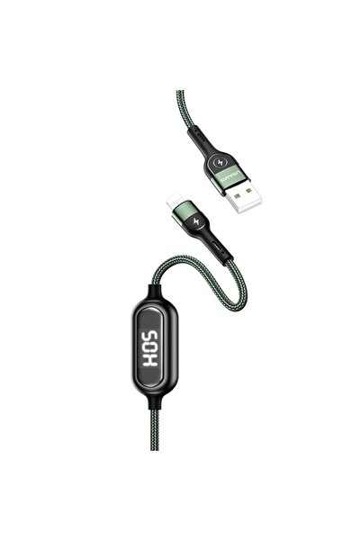 Usams Cablu de încărcare U48 USB-A la USB-C 2A 1.2m LED Verde