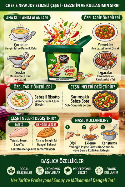 Chefs New Joy Sebzeli Çeşni 750 G x 8 Adet - 1 Koli (Koli Bazlı Avantaj Paketi)