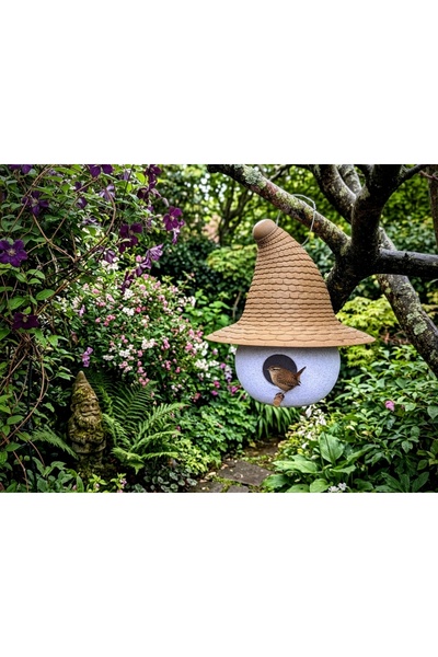 CMHOME Decorative Mushroom Hat Bird's Nest Garden Ornament, Balcony, Tree Accessory