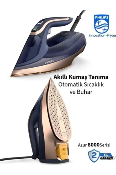 Philips Azur Buharlı Ütü 8000 Serisi, 260G Turbo Şok Buharlı Ütü Optimaltemp ...