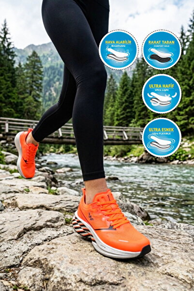 WALKWAY Orange Lightweight Flexible Breathable Unisex Running Walking and Spo...