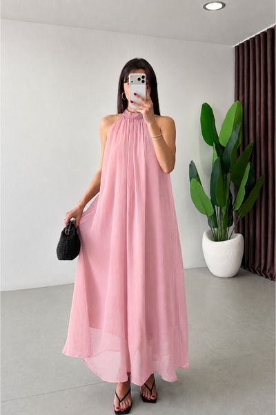 LUUNA STORE SİYAH YAKA DANTELLİ ELBİSE