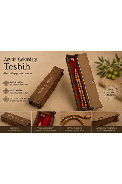 ö özcantasarım Kişiye Özel Tesbih Kutusu - Zeytin Çekirdeği Tesbiği - El Yapı...