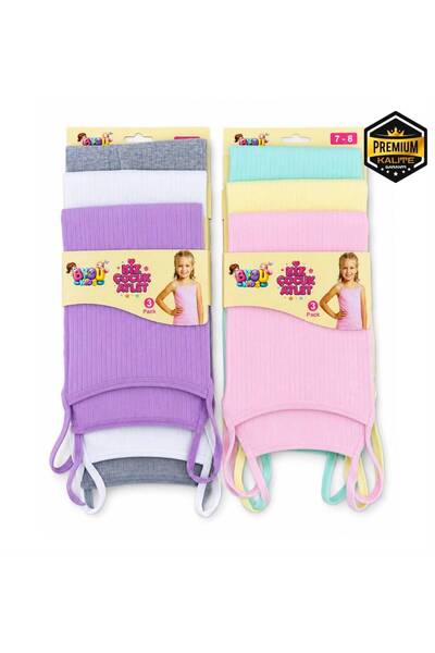 medineticaret 3-Piece Cardboard Combed Cotton Ribbed Girls' Undershirt