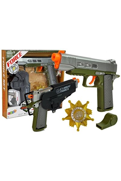 LeanToys Set de joaca pentru copii, pistol cu toc, insigna si fluier de armat...