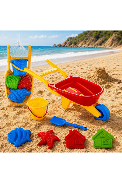 MUBX 9 Piece Sand Toy Set with Handcart Sea Beach Toys Bucket Shovel Mold Set