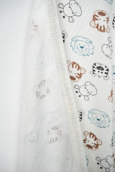 TİNY GOLDEN Natural Cotton 85X90 cm Single Layer Organic Baby Blanket Patterned Multi-Purpose Swaddle Blanket
