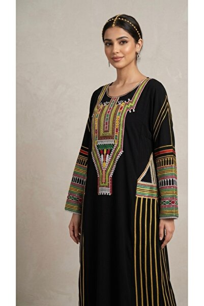 BK jalabiya South Indian Traditional Embroidery Work Premium Jubba - Black