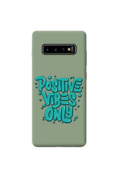 Other Samsung S10 Positive Vibes Only Light Green Colored Silicone TPU Θήκη