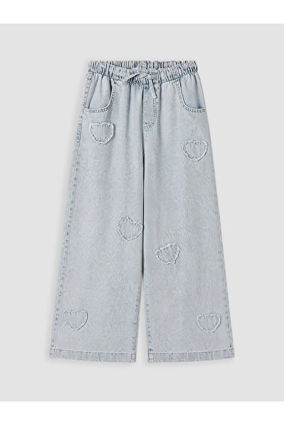 LC Waikiki Ozmarka New Season Wideleg Embroidered Girls' Jean Trousers