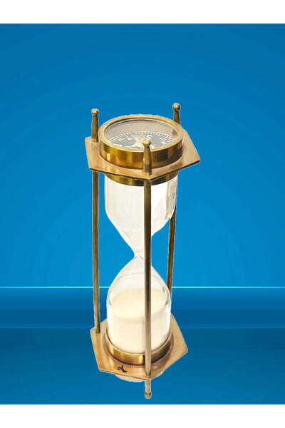 Al Athar Arts Brass Nautical Sand Timer 2 minutes With Compass with Antique F...