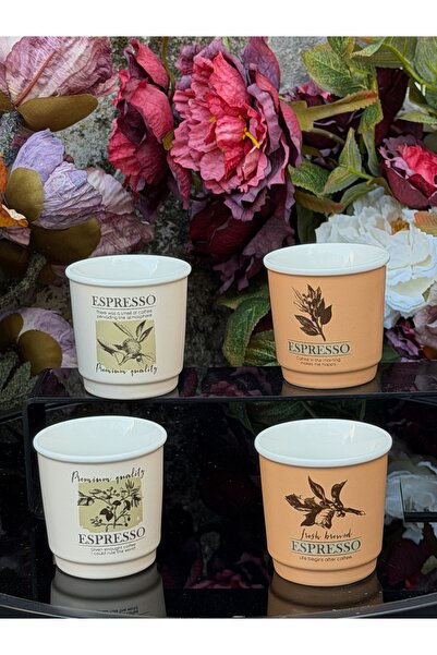 Ulus Home 4-Piece Art Espresso Porcelain Coffee Cup Set
