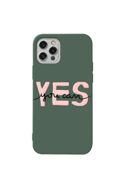 Other Apple iPhone 12 Pro Max Yes you cam Dark Green Colored Silicone TPU Θήκη