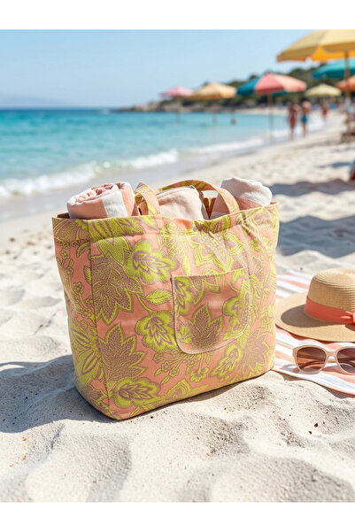 MERİCEY Colorful Retro Wave Pattern Summer Canvas Beach Bag - Large Tote Bag