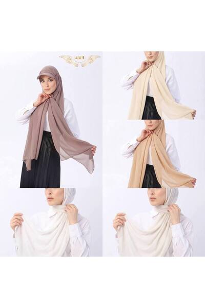 ALDAIYR 5 Ready-Made Shawl Hijabs with Bonnet Hats Sandy