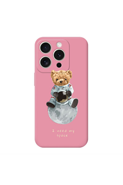 Other Apple iPhone 15 Pro Max Bear in space Pink Colored Silicone TPU Θήκη