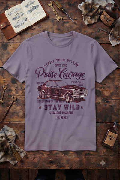 KOZİA OUTDOORS Women Men Unisex Red Car Printed Crew Neck Overisze Combed Cot...
